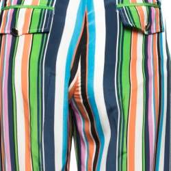 Pre Owned Roberto Cavalli Multicolor Printed Silk Flared Trousers M