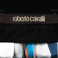 Pre Owned Roberto Cavalli Multicolor Printed Silk Flared Trousers M