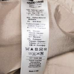 Pre Owned Roberto Cavalli Gold Python Leather Sequin Embellished Pants M