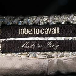 Pre Owned Roberto Cavalli Gold Python Leather Sequin Embellished Pants M