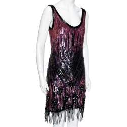 Pre Owned Roberto Cavalli Multicolor Sequin & Bead Embellished Sleeveless Dress M 