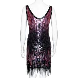 Pre Owned Roberto Cavalli Multicolor Sequin & Bead Embellished Sleeveless Dress M 