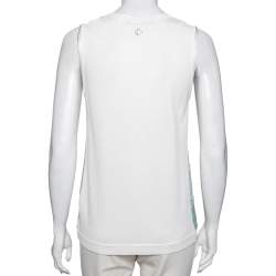 Pre Owned Roberto Cavalli Green Python and Lizard Printed Silk Sleeveless Top M