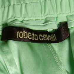 Pre Owned Roberto Cavalli Green Stretch Silk Cropped Pants M