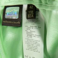 Pre Owned Roberto Cavalli Green Stretch Silk Cropped Pants M