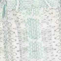 Pre Owned بنطلون روبرتو كافالي جلد ثعبان أخضر مطبوع مقاس متوسط (ميديوم)