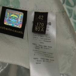 Pre Owned بنطلون روبرتو كافالي جلد ثعبان أخضر مطبوع مقاس متوسط (ميديوم)