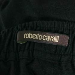 Pre Owned بنطلون روبرتو كافالي صوف أسود بجيوب مزينة قصير مقاس متوسط - ميديوم