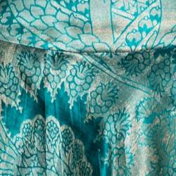 مملوكة مسبقًا تنورة روبرتو كافالي حرير مطبوع أخضر حافة منفوشة مقاس متوسط (ميديوم)