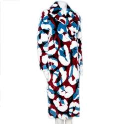 Roberto Cavalli Multicolor Patterned Fur Button Front Coat M 