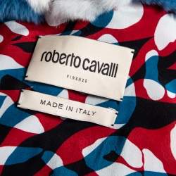 Roberto Cavalli Multicolor Patterned Fur Button Front Coat M 
