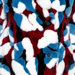 Roberto Cavalli Multicolor Patterned Fur Button Front Coat M 