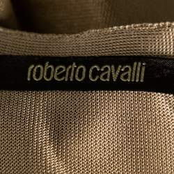 مملوكة مسبقًا Roberto Cavalli Gold Knit Sequin Embellished Sleeveless Top M 