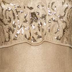 مملوكة مسبقًا Roberto Cavalli Gold Knit Sequin Embellished Sleeveless Top M 