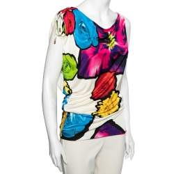 Pre Owned توب روبرتو كافالي جيرسية مطبوع متعدد الألوان بلا أكمام مقاس متوسط (ميديوم)