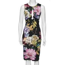Pre Owned Roberto Cavalli Multicolor Printed Jersey Strap Sleeve Dress M