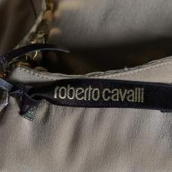 Pre Owned فستان بلا أكمام روبيرتو كافاللي حرير مطبوع متعدد الألوان مزخرف ترتر مقاس وسط ( ميديوم )