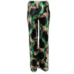 Pre Owned Roberto Cavalli Multicolor printed Silk Satin Flared Leg Pants S