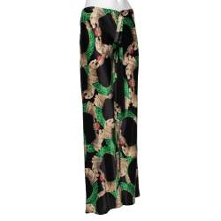 Pre Owned Roberto Cavalli Multicolor printed Silk Satin Flared Leg Pants S