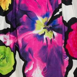 Pre Owned Roberto Cavalli White Floral Printed Mini Skirt M