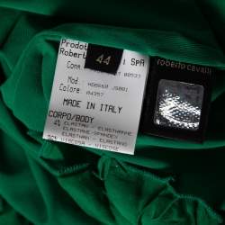 Pre Owned Roberto Cavalli Green Jersey Ruffle Trimmed Top M