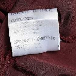 Pre Owned Roberto Cavalli Burgundy Satin Silk Ruffled Bustier Top M