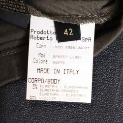 Pre Owned Roberto Cavalli Olive Green Jersey Plunge Neck Blouse M