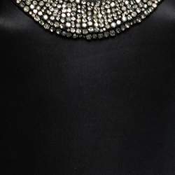 Pre Owned فستان روبرتو كافالي جيرسيه أسود رقبة مزخرفة ظهر محرود مقاس متوسط - ميديوم 