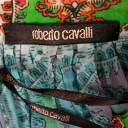 Pre Owned Roberto Cavalli Multicolor Printed Cotton Maxi Skirt L