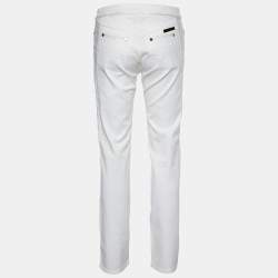 Pre Owned Roberto Cavalli White Denim Straight Fit Jeans Waist 30" 