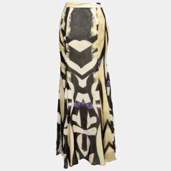 مملوكة مسبقًا تنورة ماكسي روبرتو كافالي حرير مطبوع متعدد الألوان مقاس متوسط - ميديوم