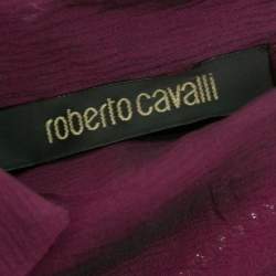 Roberto Cavalli Purple Silk Chiffon Embroidered Embellished Blouse S