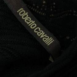 Pre Owned فستان روبرتو كافالي صوف وجيرسي أسود بظهر مفتوح مقاس صغير