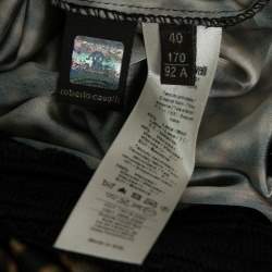 Pre Owned فستان روبرتو كافالي صوف وجيرسي أسود بظهر مفتوح مقاس صغير