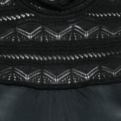 Pre Owned فستان روبرتو كافالي صوف وجيرسي أسود بظهر مفتوح مقاس صغير