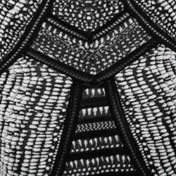 Pre Owned Roberto Cavalli Black and White Patterned Knit V Neck Maxi Dress M