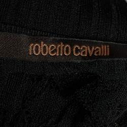 Pre Owned Roberto Cavalli Black Lace Frill Detail Sleeveless Top S