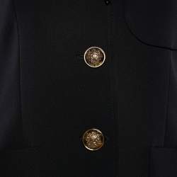 Pre Owned Roberto Cavalli Black Cotton Button Front Blazer S