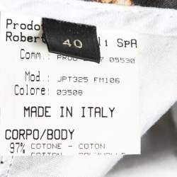 Pre Owned تنورة ماكسي روبرتو كافالي قطن بنقشة الفهد بني بحزام مقاس صغير - سمول