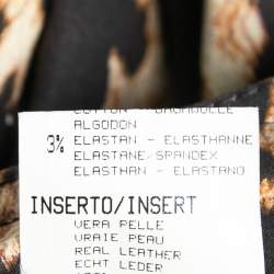 Pre Owned تنورة ماكسي روبرتو كافالي قطن بنقشة الفهد بني بحزام مقاس صغير - سمول