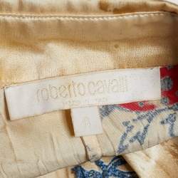 Pre Owned Roberto Cavalli Beige Printed Silk Button Front Shirt S