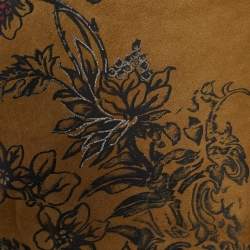 مملوكة مسبقًا Roberto Cavalli Brown Suede Floral & Tiger Print Asymmetric Skirt S