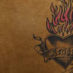 مملوكة مسبقًا Roberto Cavalli Brown Suede Floral & Tiger Print Asymmetric Skirt S