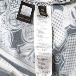 Pre Owned Roberto Cavalli Monochrome Printed Jersey Top L
