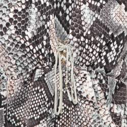 Pre Owned Roberto Cavalli Grey Snakeskin Print Knit V Neck Blouse M