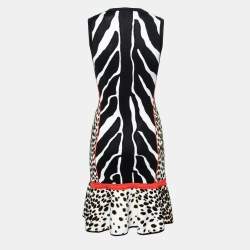 مملوكة مسبقًا Roberto Cavalli Multicolor Animal Printed Knit Ruffle Hem Sleeveless Dress M