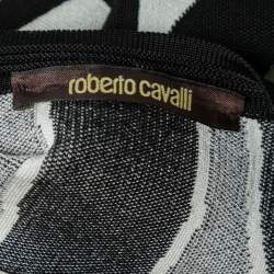 مملوكة مسبقًا Roberto Cavalli Multicolor Animal Printed Knit Ruffle Hem Sleeveless Dress M