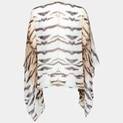 مملوكة مسبقًا Roberto Cavalli Multicolor Printed Silk Chiffon Kaftaan Top L