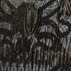 Pre Owned Roberto Cavalli Brown Silk & Velvet Floral Patterned Blouse M 