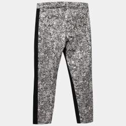 Pre Owned Roberto Cavalli Monochrome Printed Cotton Knit Trimmed Slim Fit Jeans M Waist 31"